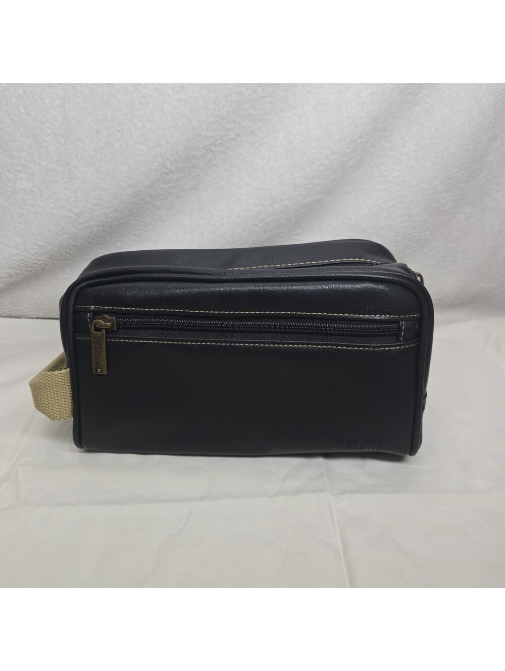 Kenneth Cole Reaction Toiletry Shaving Cosmetic Leather Bag Storage Travel New